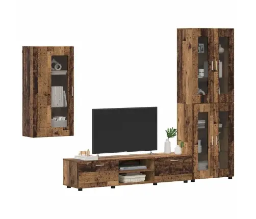 Tv Skapīšu Komplekts Ar Atvilktni Vecs Koks Inženierijas Koks Vidaxl