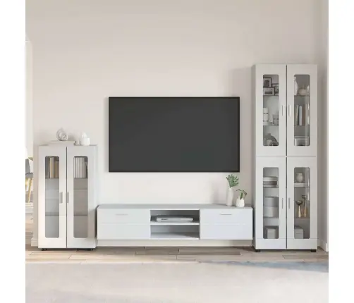 Tv Skapīšu Komplekts Ar Atvilktni Balts Inženierijas Koks Vidaxl