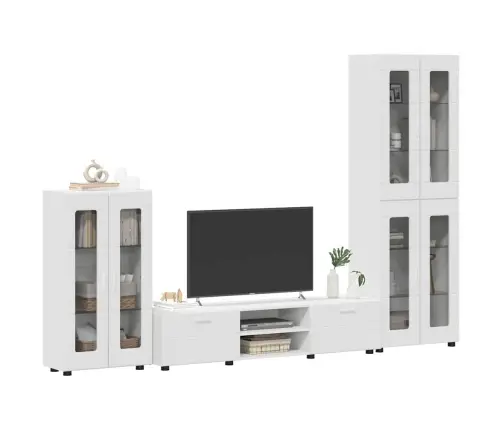 Tv Skapīšu Komplekts Ar Atvilktni Balts Inženierijas Koks Vidaxl