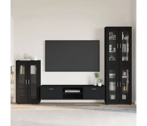 Tv Skapīšu Komplekts Ar Atvilktni Melna Inženierijas Koks Vidaxl