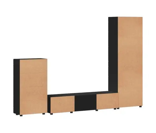 Tv Skapīšu Komplekts Ar Atvilktni Melna Inženierijas Koks Vidaxl