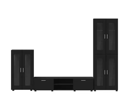 Tv Skapīšu Komplekts Ar Atvilktni Melna Inženierijas Koks Vidaxl