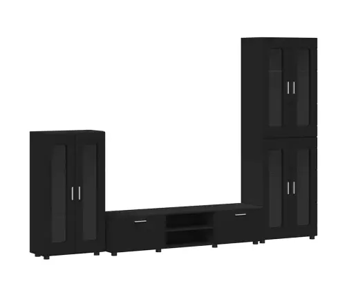 Tv Skapīšu Komplekts Ar Atvilktni Melna Inženierijas Koks Vidaxl