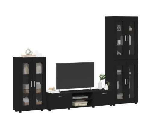Tv Skapīšu Komplekts Ar Atvilktni Melna Inženierijas Koks Vidaxl