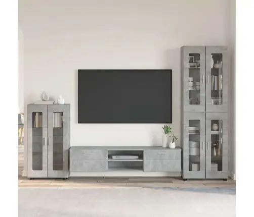 Tv Skapīšu Komplekts Ar Plauktu Betona Pelēks Inženierijas Koks Vidaxl
