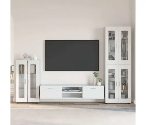 Tv Skapīšu Komplekts Ar Atvilktni Augsta Spīduma Baltā Krāsa Vidaxl