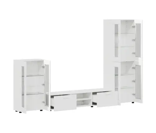 Tv Skapīšu Komplekts Ar Atvilktni Augsta Spīduma Baltā Krāsa Vidaxl