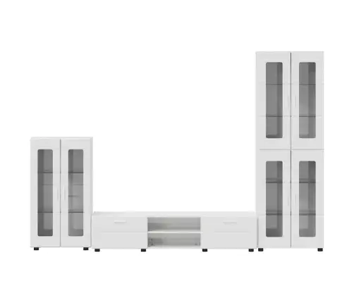 Tv Skapīšu Komplekts Ar Atvilktni Augsta Spīduma Baltā Krāsa Vidaxl