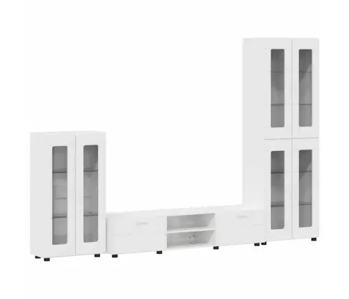 Tv Skapīšu Komplekts Ar Atvilktni Augsta Spīduma Baltā Krāsa Vidaxl