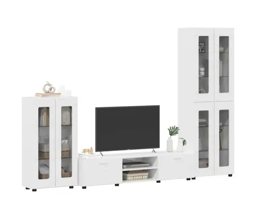 Tv Skapīšu Komplekts Ar Atvilktni Augsta Spīduma Baltā Krāsa Vidaxl