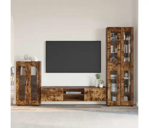 Tv Spintelių Komplektas Rūkyta Ąžuolas Apdirbta Mediena