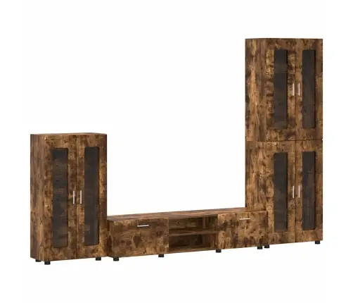 Tv Spintelių Komplektas Rūkyta Ąžuolas Apdirbta Mediena