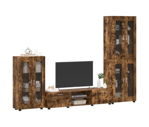 Tv Spintelių Komplektas Rūkyta Ąžuolas Apdirbta Mediena