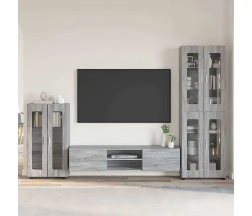 Tv Skapīšu Komplekts Ar Plauktu Pelēks Sonoma Inženierijas Koks Vidaxl