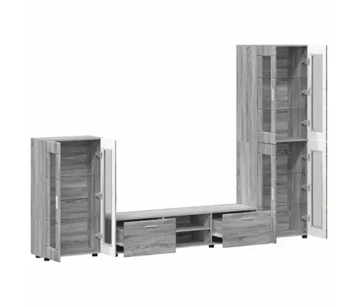 Tv Skapīšu Komplekts Ar Plauktu Pelēks Sonoma Inženierijas Koks Vidaxl