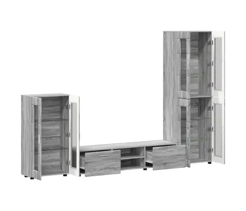 Tv Skapīšu Komplekts Ar Plauktu Pelēks Sonoma Inženierijas Koks Vidaxl