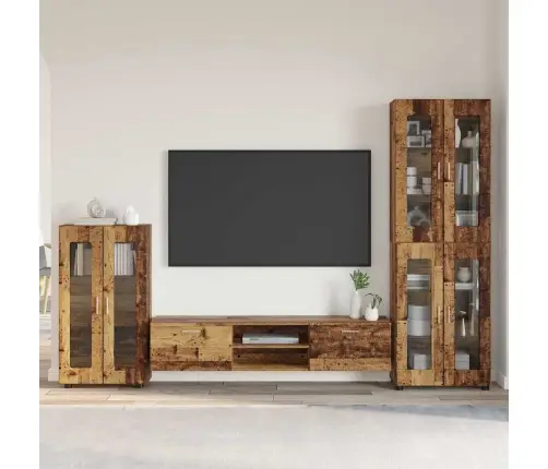 Tv Skapīšu Komplekts Ar Atvilktni Vecs Koks Inženierijas Koks Vidaxl