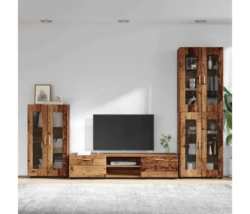 Tv Skapīšu Komplekts Ar Atvilktni Vecs Koks Inženierijas Koks Vidaxl