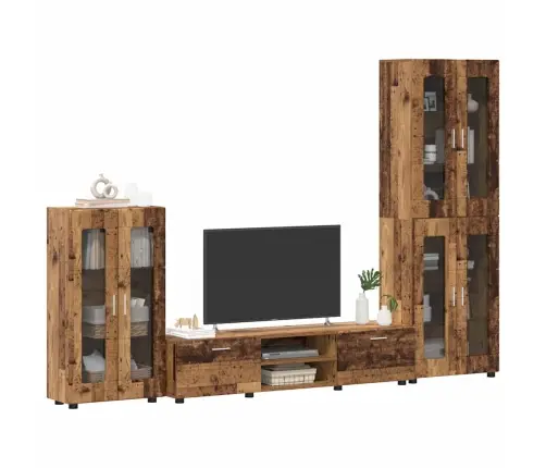 Tv Skapīšu Komplekts Ar Atvilktni Vecs Koks Inženierijas Koks Vidaxl