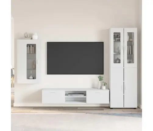 Tv Skapīšu Komplekts Ar Atvilktni Balts Inženierijas Koks Vidaxl