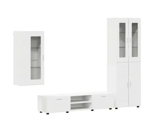 Tv Skapīšu Komplekts Ar Atvilktni Balts Inženierijas Koks Vidaxl