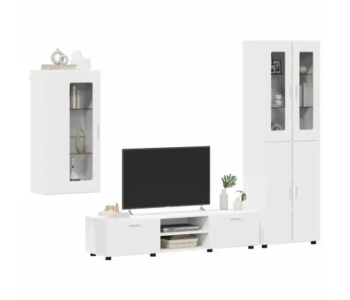 Tv Skapīšu Komplekts Ar Atvilktni Balts Inženierijas Koks Vidaxl