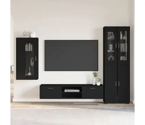 Tv Skapīšu Komplekts Ar Atvilktni Melna Inženierijas Koks Vidaxl