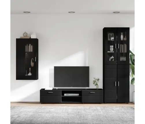 Tv Skapīšu Komplekts Ar Atvilktni Melna Inženierijas Koks Vidaxl