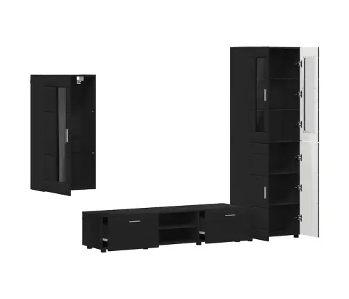 Tv Skapīšu Komplekts Ar Atvilktni Melna Inženierijas Koks Vidaxl