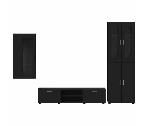 Tv Skapīšu Komplekts Ar Atvilktni Melna Inženierijas Koks Vidaxl