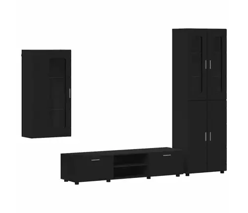 Tv Skapīšu Komplekts Ar Atvilktni Melna Inženierijas Koks Vidaxl