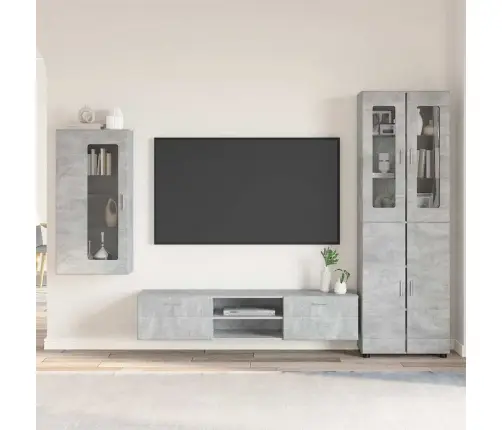 Tv Skapīšu Komplekts Ar Plauktu Betona Pelēks Inženierijas Koks Vidaxl