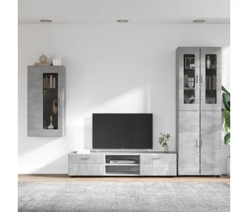 Tv Skapīšu Komplekts Ar Plauktu Betona Pelēks Inženierijas Koks Vidaxl