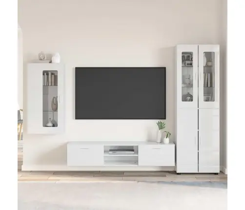 Tv Skapīšu Komplekts Ar Atvilktni Augsta Spīduma Baltā Krāsa Vidaxl