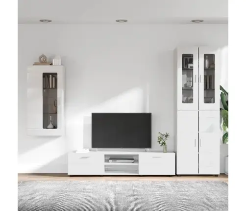 Tv Skapīšu Komplekts Ar Atvilktni Augsta Spīduma Baltā Krāsa Vidaxl