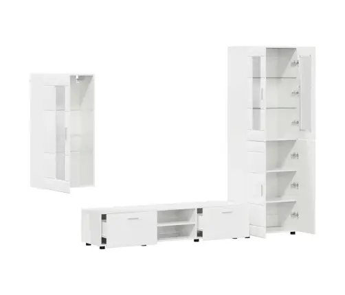 Tv Skapīšu Komplekts Ar Atvilktni Augsta Spīduma Baltā Krāsa Vidaxl