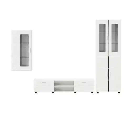 Tv Skapīšu Komplekts Ar Atvilktni Augsta Spīduma Baltā Krāsa Vidaxl