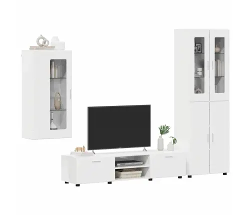 Tv Skapīšu Komplekts Ar Atvilktni Augsta Spīduma Baltā Krāsa Vidaxl