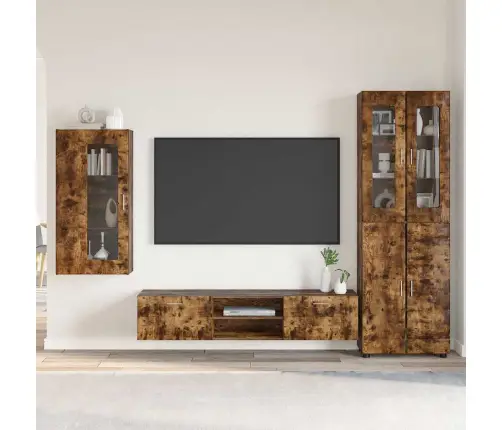 Tv Skapīšu Komplekts Ar Plauktu Dūmaka Ozols Inženierijas Koks Vidaxl