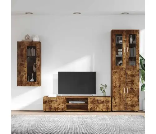 Tv Skapīšu Komplekts Ar Plauktu Dūmaka Ozols Inženierijas Koks Vidaxl