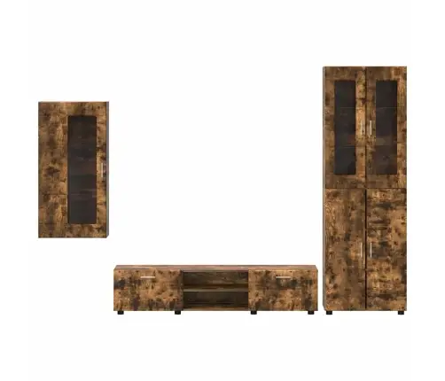 Tv Skapīšu Komplekts Ar Plauktu Dūmaka Ozols Inženierijas Koks Vidaxl