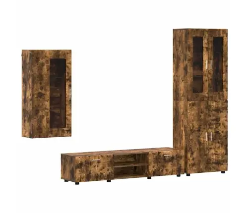 Tv Skapīšu Komplekts Ar Plauktu Dūmaka Ozols Inženierijas Koks Vidaxl