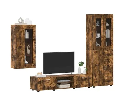 Tv Skapīšu Komplekts Ar Plauktu Dūmaka Ozols Inženierijas Koks Vidaxl