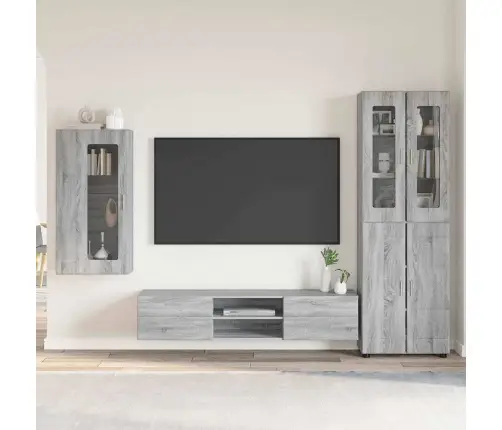 Tv Spintelių Komplektas Pilkas Sonoma Apdirbta Mediena