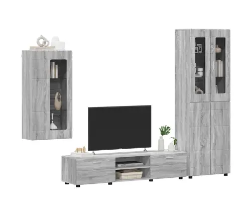 Tv Spintelių Komplektas Pilkas Sonoma Apdirbta Mediena