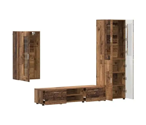 Tv Skapīšu Komplekts Ar Atvilktni Vecs Koks Inženierijas Koks Vidaxl