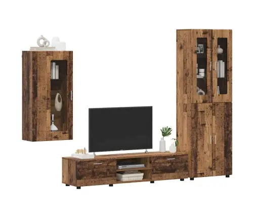 Tv Skapīšu Komplekts Ar Atvilktni Vecs Koks Inženierijas Koks Vidaxl