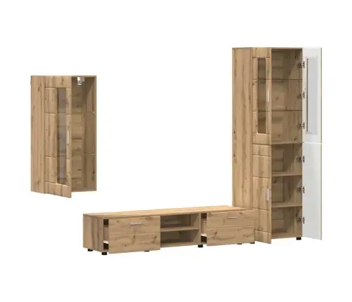 Tv Skapīšu Komplekts Ar Durvīm Artisānā Ozols Inženierijas Koks Vidaxl