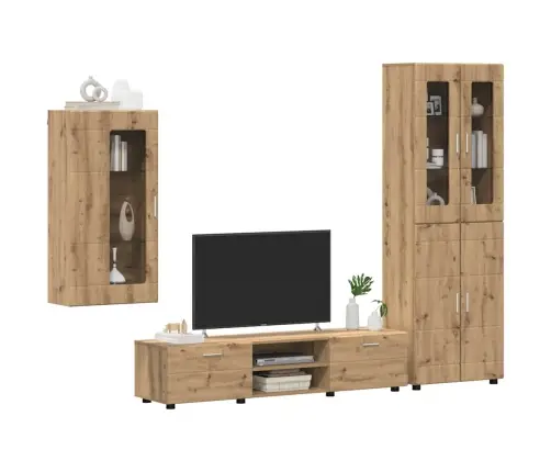 Tv Skapīšu Komplekts Ar Durvīm Artisānā Ozols Inženierijas Koks Vidaxl