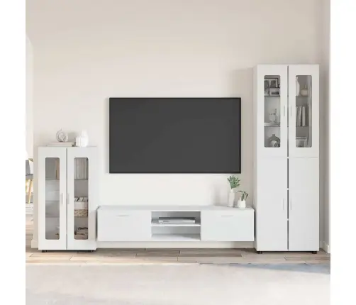 Tv Skapīšu Komplekts Ar Atvilktni Balts Inženierijas Koks Vidaxl